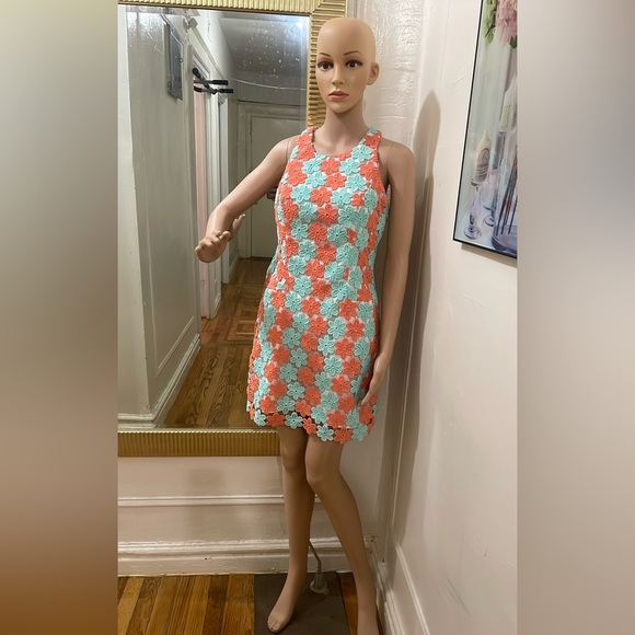 Lilly Pulitzer Floral Sleeveless Dress in Blue and Orange - Picture 9 of 16